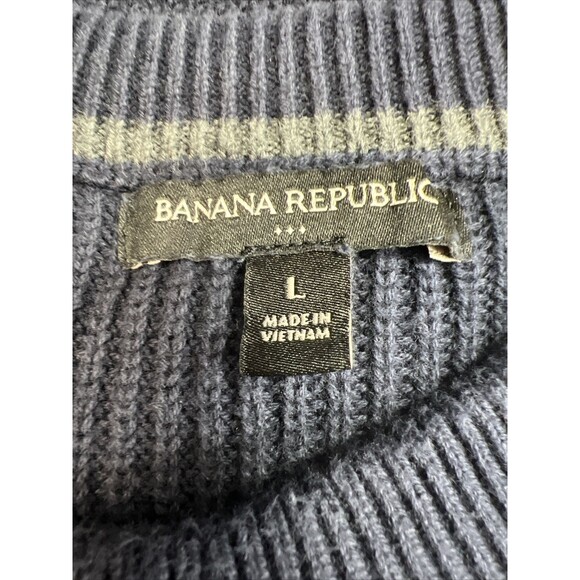 Banana Republic Factory Suede Shoulder Navy Blue Sweater Size Large - Picture 4 of 10